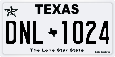 TX license plate DNL1024