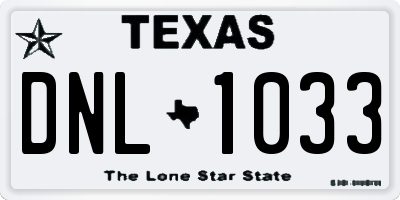 TX license plate DNL1033