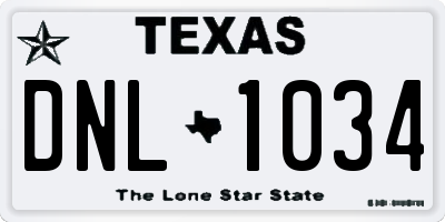TX license plate DNL1034