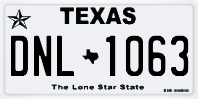 TX license plate DNL1063