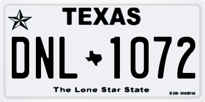 TX license plate DNL1072