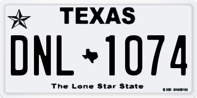 TX license plate DNL1074