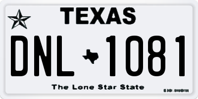 TX license plate DNL1081