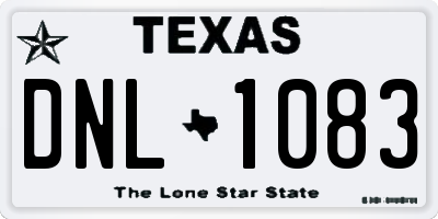 TX license plate DNL1083