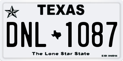 TX license plate DNL1087