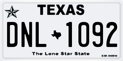 TX license plate DNL1092