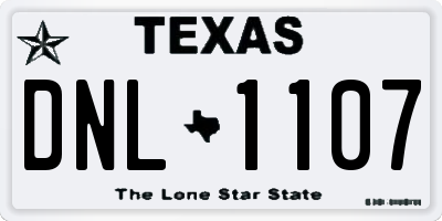 TX license plate DNL1107