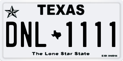 TX license plate DNL1111