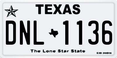 TX license plate DNL1136