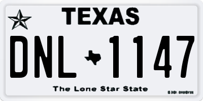 TX license plate DNL1147