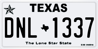 TX license plate DNL1337