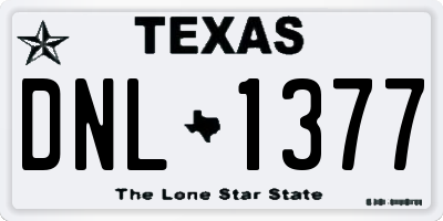 TX license plate DNL1377