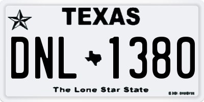TX license plate DNL1380