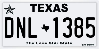 TX license plate DNL1385