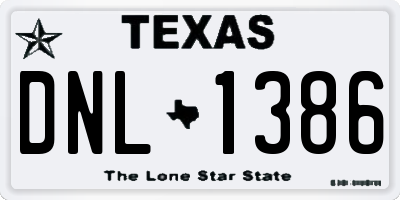 TX license plate DNL1386