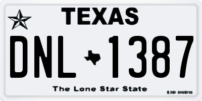 TX license plate DNL1387