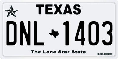 TX license plate DNL1403