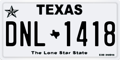 TX license plate DNL1418