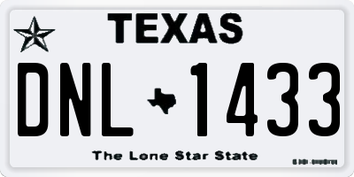 TX license plate DNL1433