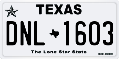 TX license plate DNL1603