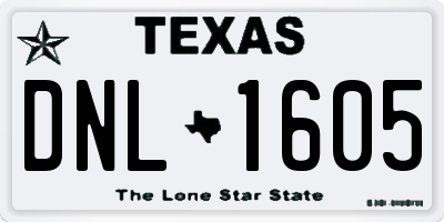 TX license plate DNL1605