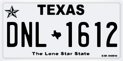 TX license plate DNL1612