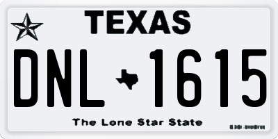 TX license plate DNL1615