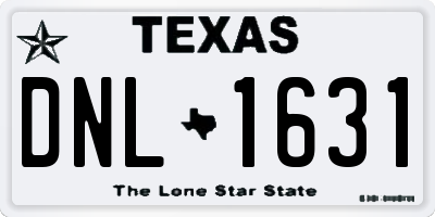 TX license plate DNL1631