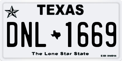TX license plate DNL1669