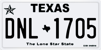TX license plate DNL1705
