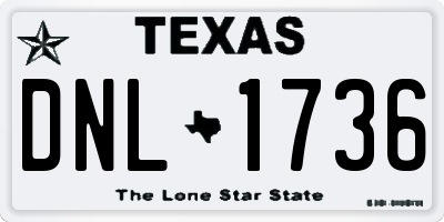 TX license plate DNL1736