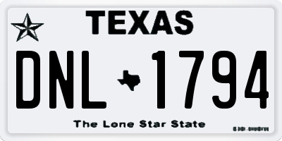 TX license plate DNL1794