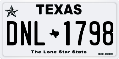 TX license plate DNL1798