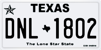 TX license plate DNL1802