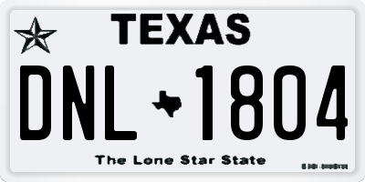 TX license plate DNL1804