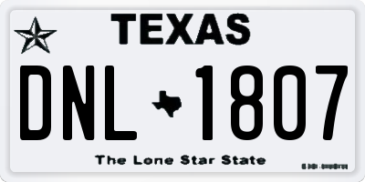 TX license plate DNL1807