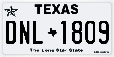 TX license plate DNL1809