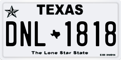 TX license plate DNL1818