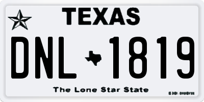 TX license plate DNL1819