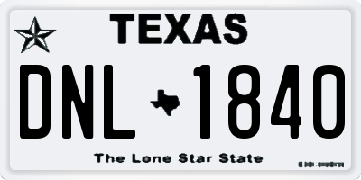 TX license plate DNL1840