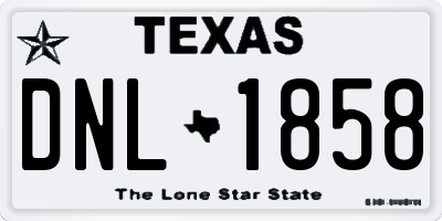 TX license plate DNL1858
