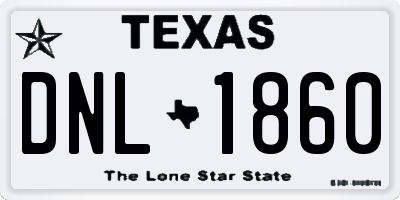 TX license plate DNL1860