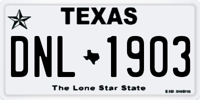 TX license plate DNL1903