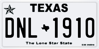 TX license plate DNL1910