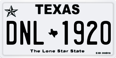 TX license plate DNL1920