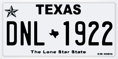 TX license plate DNL1922