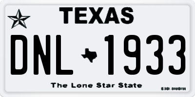 TX license plate DNL1933