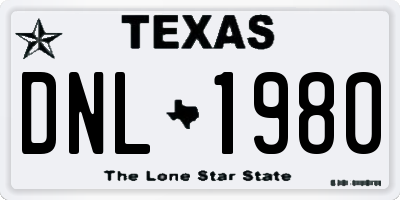 TX license plate DNL1980