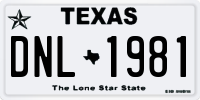 TX license plate DNL1981
