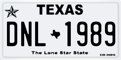 TX license plate DNL1989